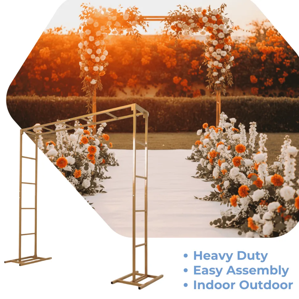 6ft x 6ft Gold Metal Freestanding Square Arbor Backdrop Stand (Over-the-Table Frame / Floral & Balloon Décor Structure)
