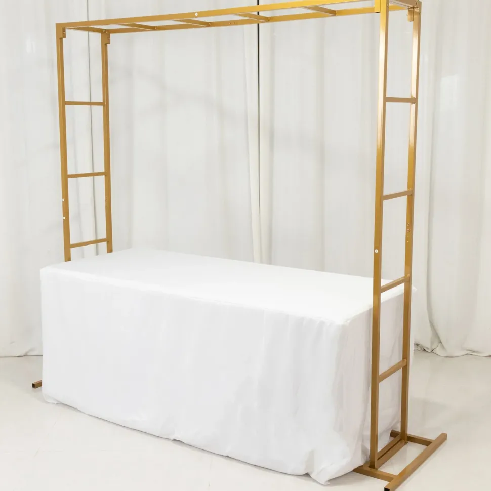 6ft x 6ft Gold Metal Freestanding Square Arbor Backdrop Stand (Over-the-Table Frame / Floral & Balloon Décor Structure)