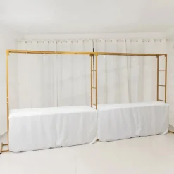 6ft x 12ft Gold Metal Freestanding Rectangular Arbor Backdrop Stand (Over-the-Table Frame / Floral & Balloon Décor Structure)