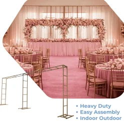 6ft x 12ft Gold Metal Freestanding Rectangular Arbor Backdrop Stand (Over-the-Table Frame / Floral & Balloon Décor Structure)