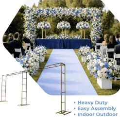 6ft x 16ft Gold Metal Freestanding Rectangular Arbor Backdrop Stand (Over-the-Table Frame / Floral & Balloon Décor Structure)