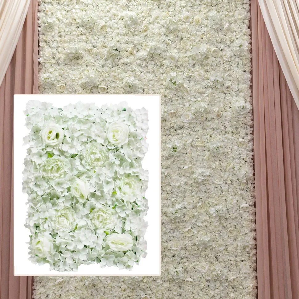 8ft x 8ft Portable Mixed Ivory Floral Backdrop Kit