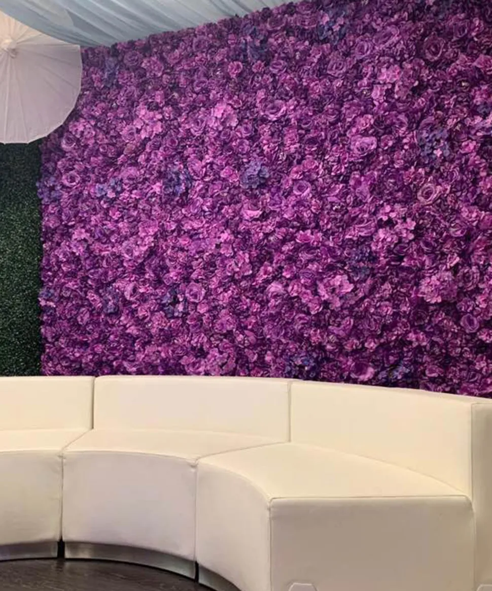 8ft x 12ft Portable Mixed Lavender/Purple Floral Backdrop Kit