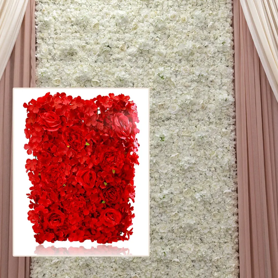 8ft x 12ft Portable Mixed Red Floral Backdrop Kit