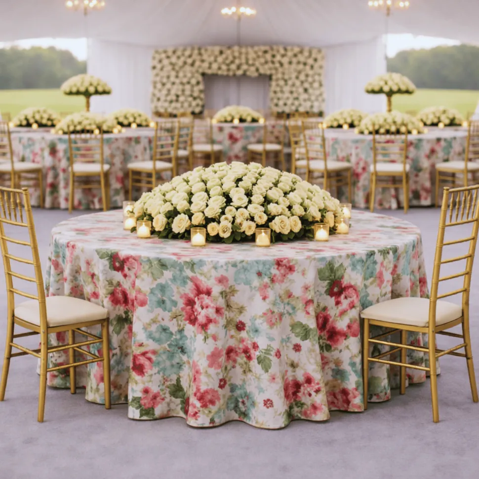 Fuchsia Florence Jacquard Tablecloth - Multiple Size Options