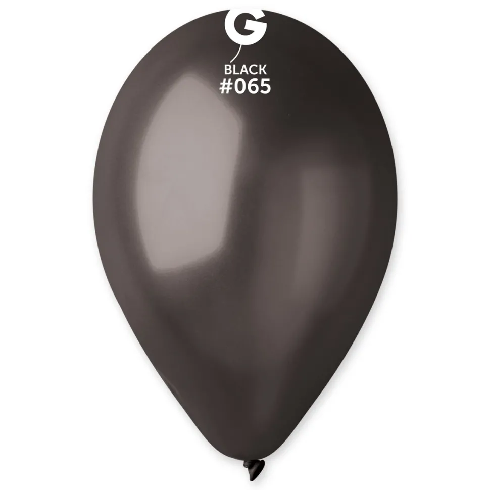 GEMAR Black Metallic 12" Balloon - 50 Pieces