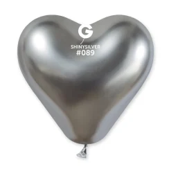 GEMAR Shiny Silver Heart 12" Balloon - 25 Pieces