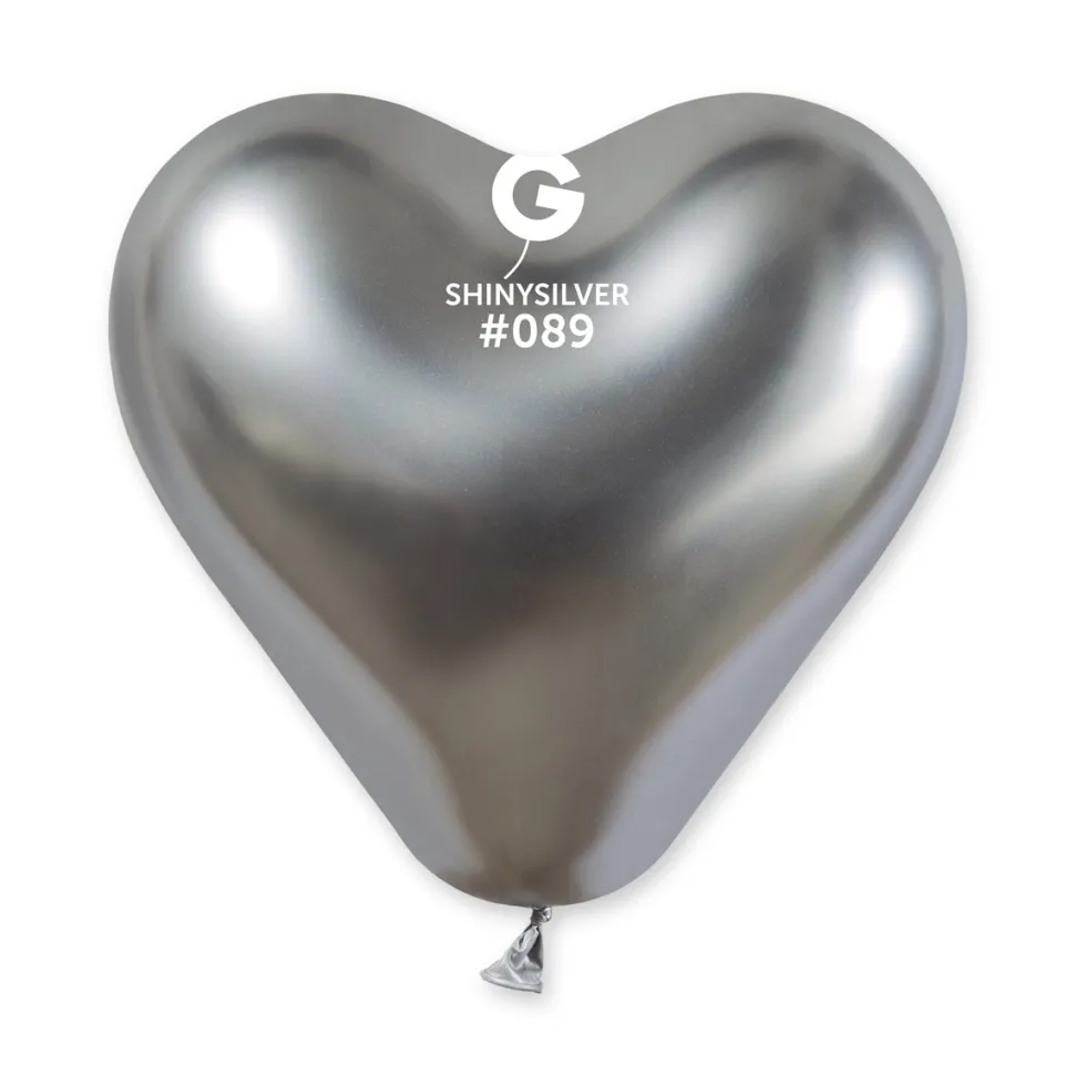 GEMAR Shiny Silver Heart 12" Balloon - 25 Pieces