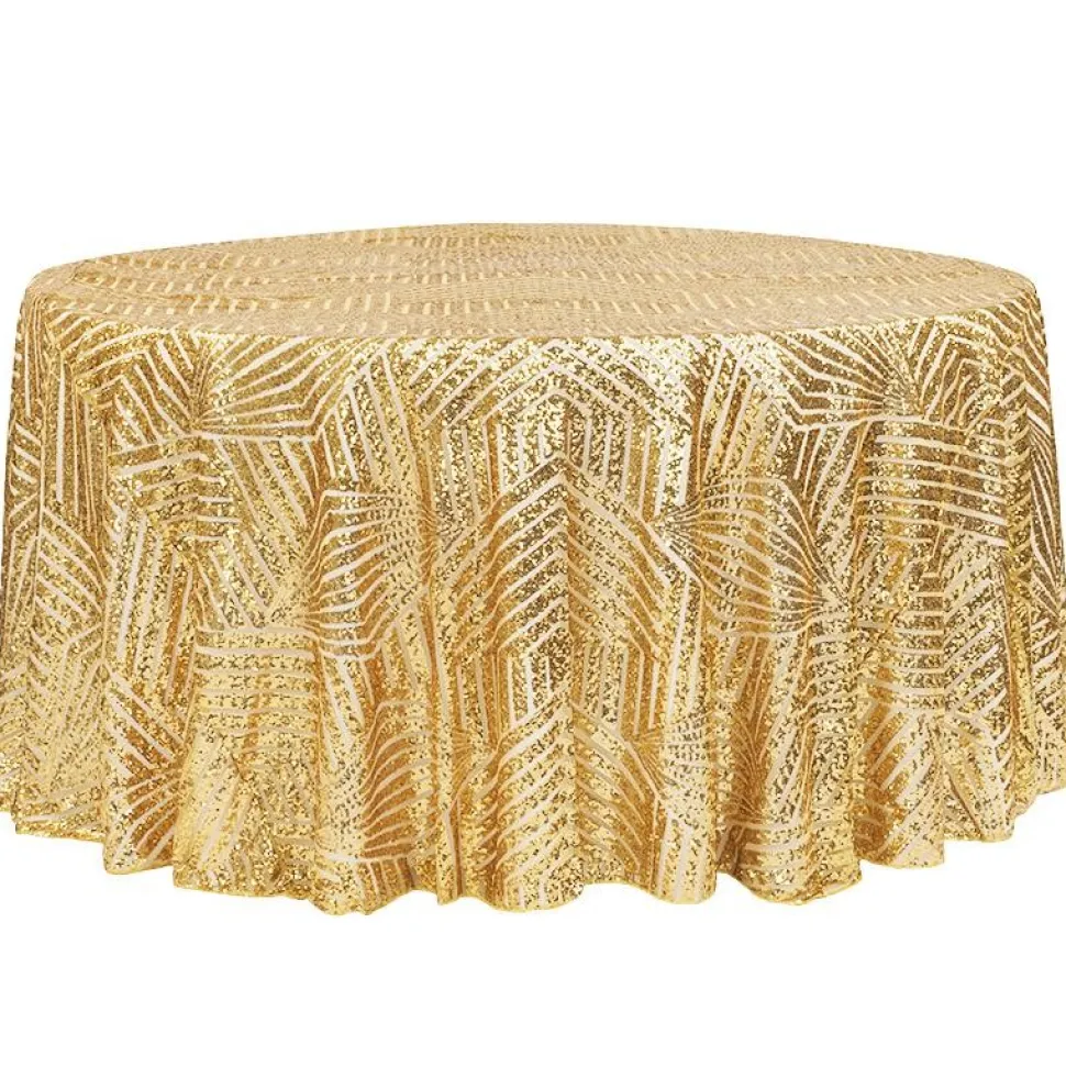 Geometric Lines Sequin Tablecloth - Choose your Size - Gold