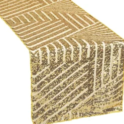 Geometric Lines Sequin Table Runner - 12" x 108" - Choose Your Color!