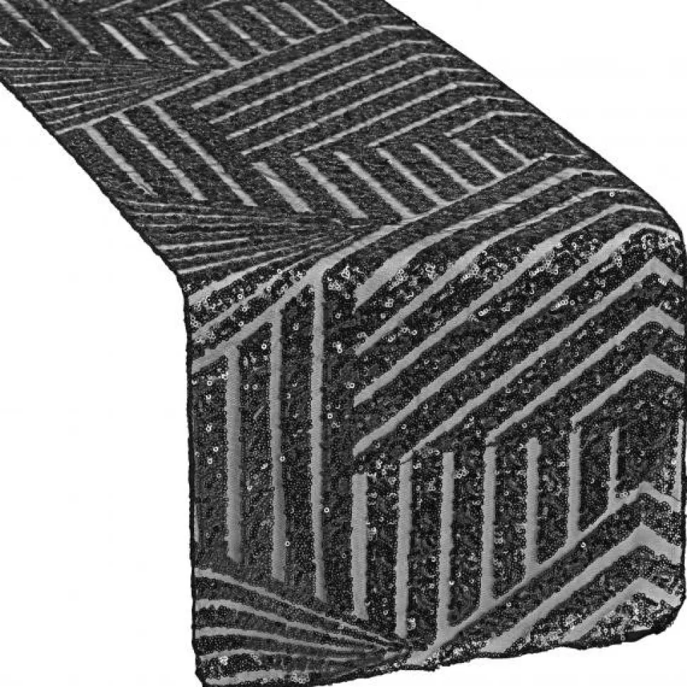 Geometric Lines Sequin Table Runner - 12" x 108" - Choose Your Color!
