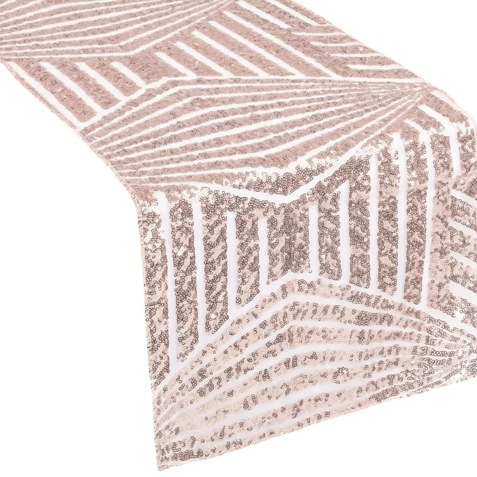 Geometric Lines Sequin Table Runner - 12" x 108" - Choose Your Color!