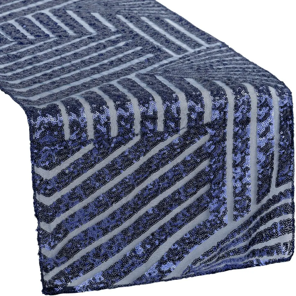 Geometric Lines Sequin Table Runner - 12" x 108" - Choose Your Color!
