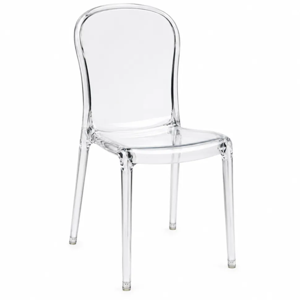Ghost Polycarbonate Chair - Curve Backrest - Clear