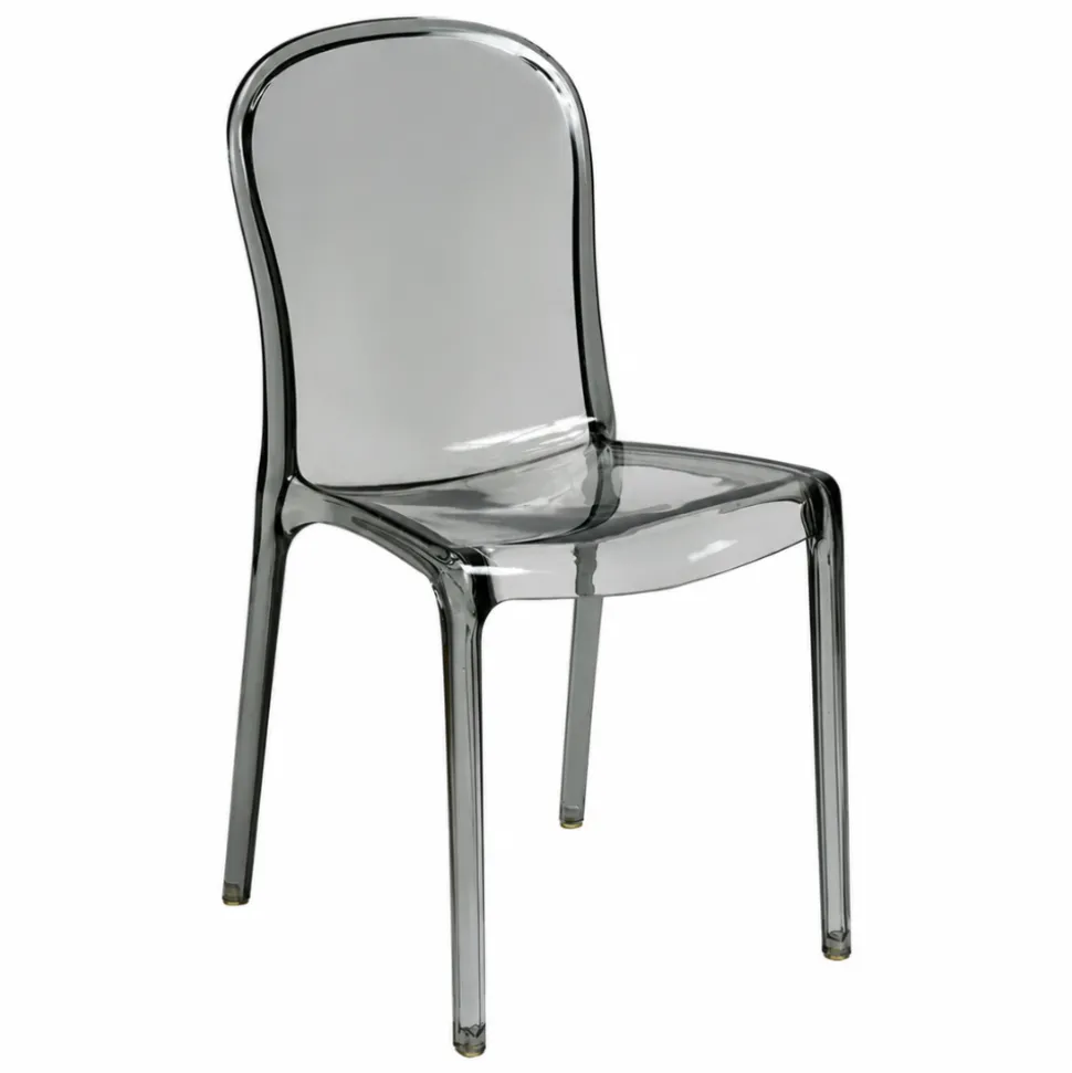 Ghost Polycarbonate Chair - Curve Backrest - Smoke Grey