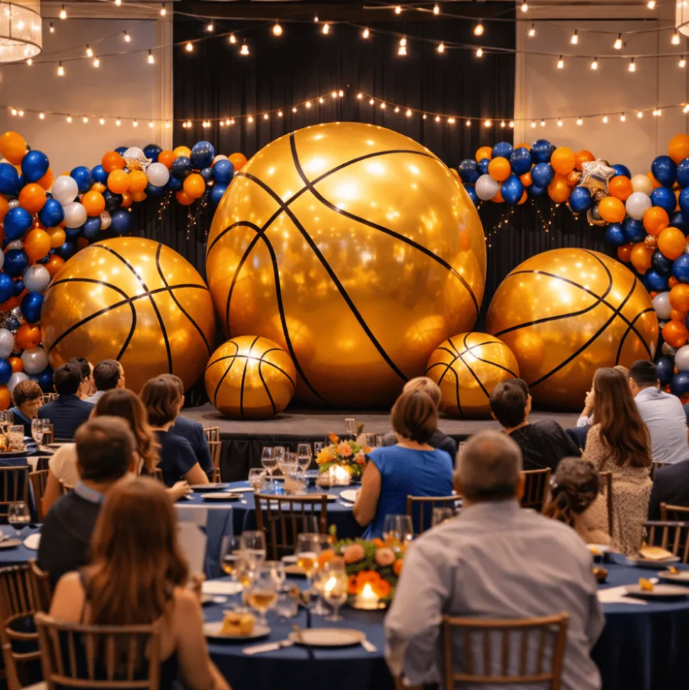 Giant Inflatable Mirror Basketball – Maxorb™ Reflective Sports Event Decor – Commercial Installation Sizes