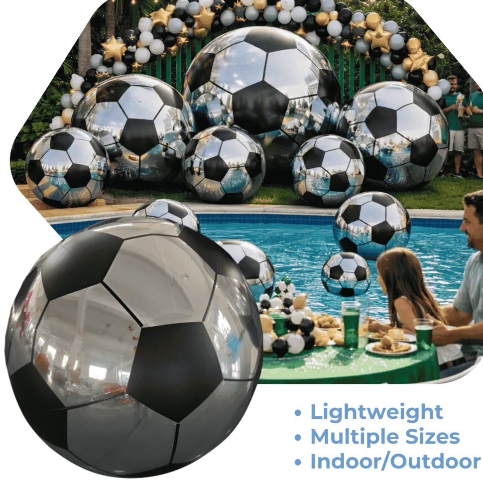 Giant Inflatable Mirror Soccer Ball – Maxorb™ Reflective Sports Event Decor – Commercial Installation Sizes