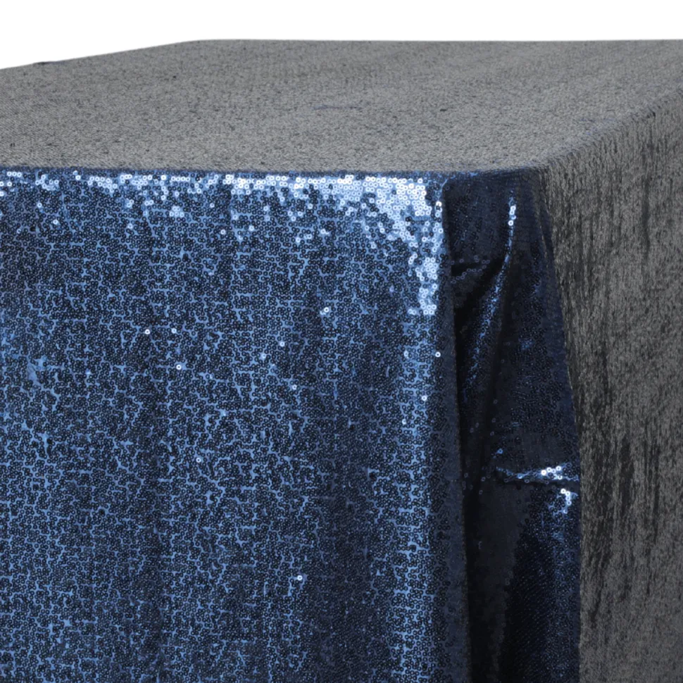 Glitz Sequin 90"x132" Rectangular Tablecloth - Navy Blue (New Tone)