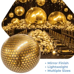 Gold Giant Inflatable Disco Ball Sphere – Maxorb™ Reflective Ceiling Event Decor – Commercial Installation Sizes