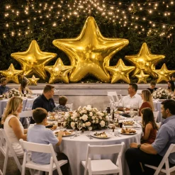Gold Giant Inflatable Mirror Star – Maxorb™ Reflective Hanging Event Decor – Commercial Installation Sizes