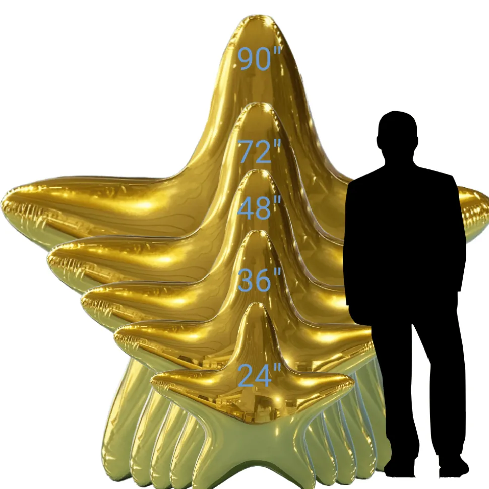 Gold Giant Inflatable Mirror Star – Maxorb™ Reflective Hanging Event Decor – Commercial Installation Sizes