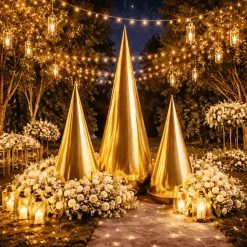 Gold Giant Inflatable Modern Tree – Maxorb™ Reflective Event Display Decor – Commercial Installation Sizes