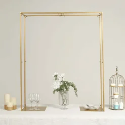 Gold Metal Adjustable Over-the-Table Flower Arch Stand for Wedding Displays
