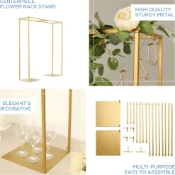 Gold Metal Adjustable Over-the-Table Flower Arch Stand for Wedding Displays