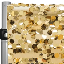 Gold Payette Sequin Backdrop Curtain w/ 4" Rod Pocket by Eastern Mills - 12ft Long x 4.5ft Wide