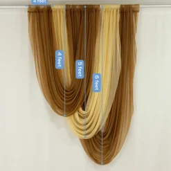 Gold Sheer Chiffon Valance Curtain – Curved Backdrop Swag Topper with Rod Pocket (4ft Wide x 4ft, 5ft, 6ft Height Options)