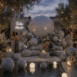 Gray Giant Inflatable Modern Ball Sphere – Maxorb™ Event Decor – Commercial Installation Sizes