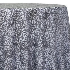 Grey - Fancy Leaf Sequin Overlay by Eastern Mills - Many Size Options
