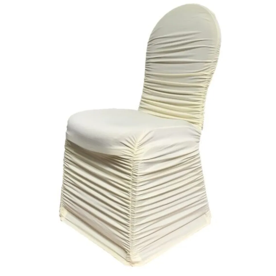 210 GSM Better Quality/Best Value Ruched Chair Cover By Eastern Mills - Spandex/Lycra - Ivory
