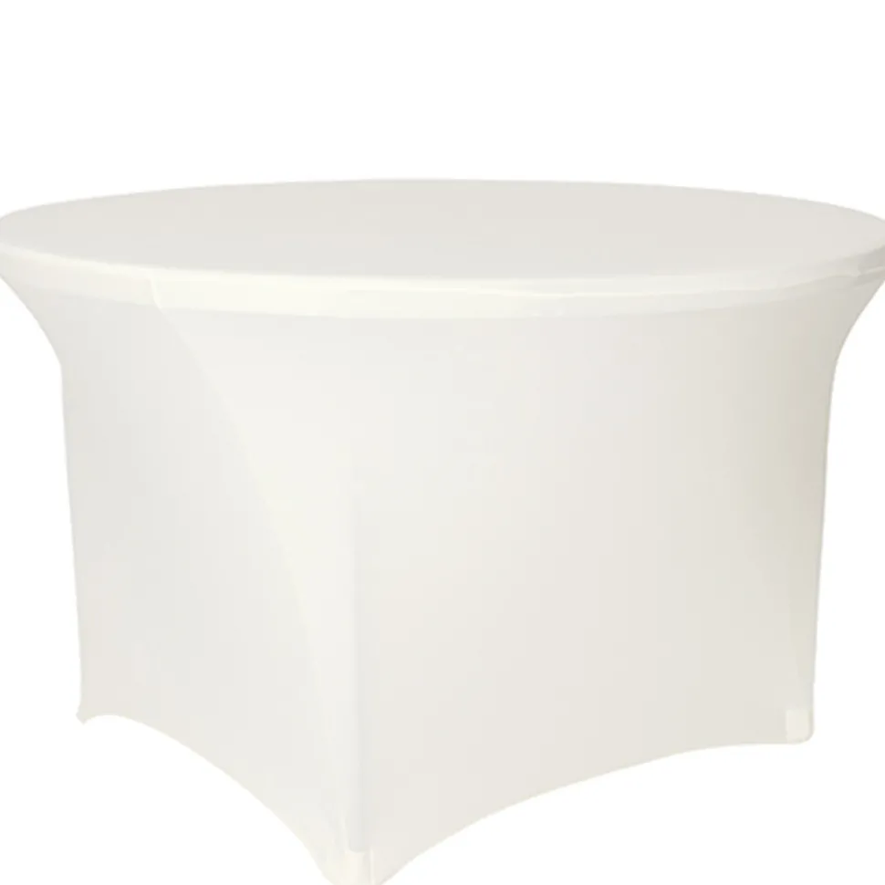 210 GSM Better Quality/Best Value Quality 60" Round Spandex Table Cover - Ivory