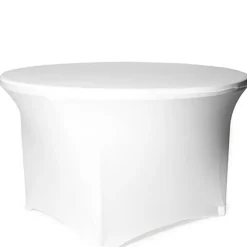210 GSM Better Quality/Best Value Quality 60" Round Spandex Table Cover - White