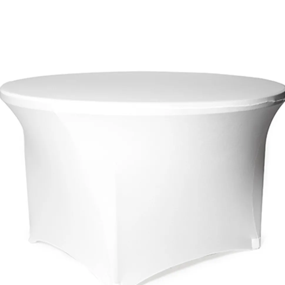 210 GSM Better Quality/Best Value 72" Round Spandex Table Cover - White