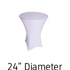 210 GSM Grade +A Best Quality/Best Value Quality 24" Hi-Boy - Spandex Table Cover - White - Cocktail Table - 24" Diameter