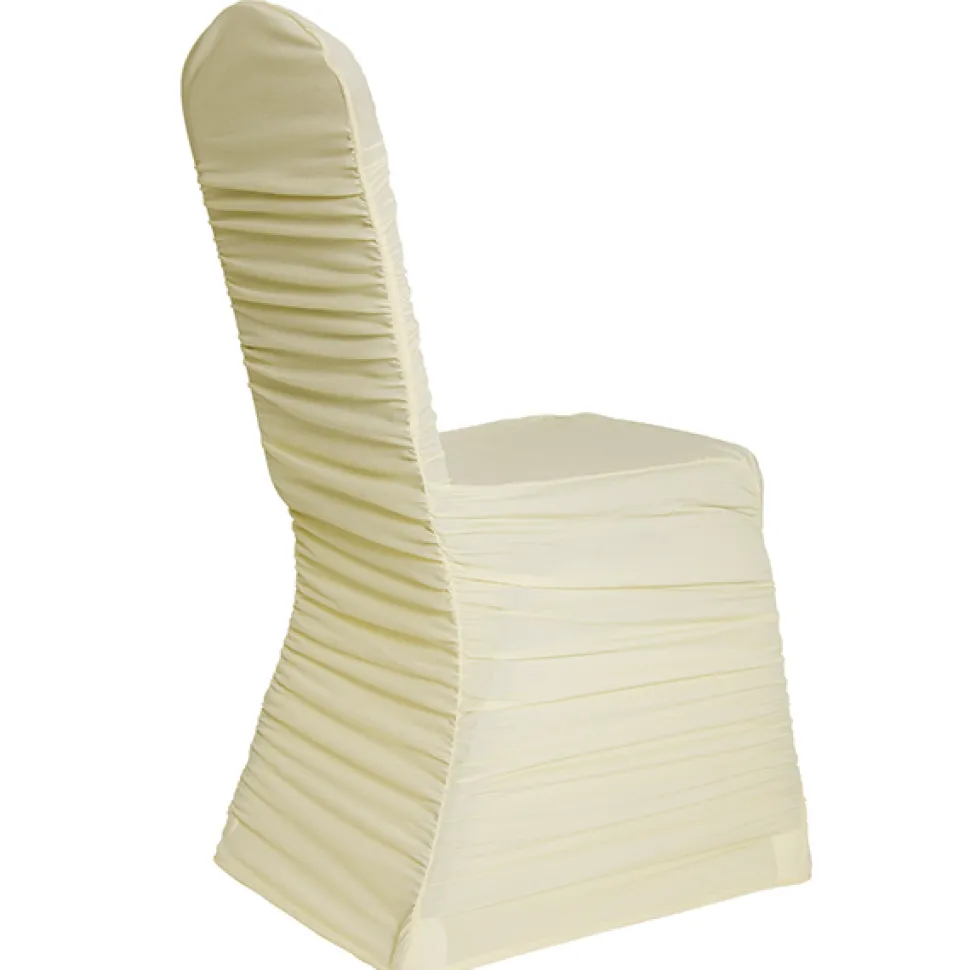 200 GSM Grade A Quality Ruched Chair Cover By Eastern Mills - Spandex/Lycra - Ivory