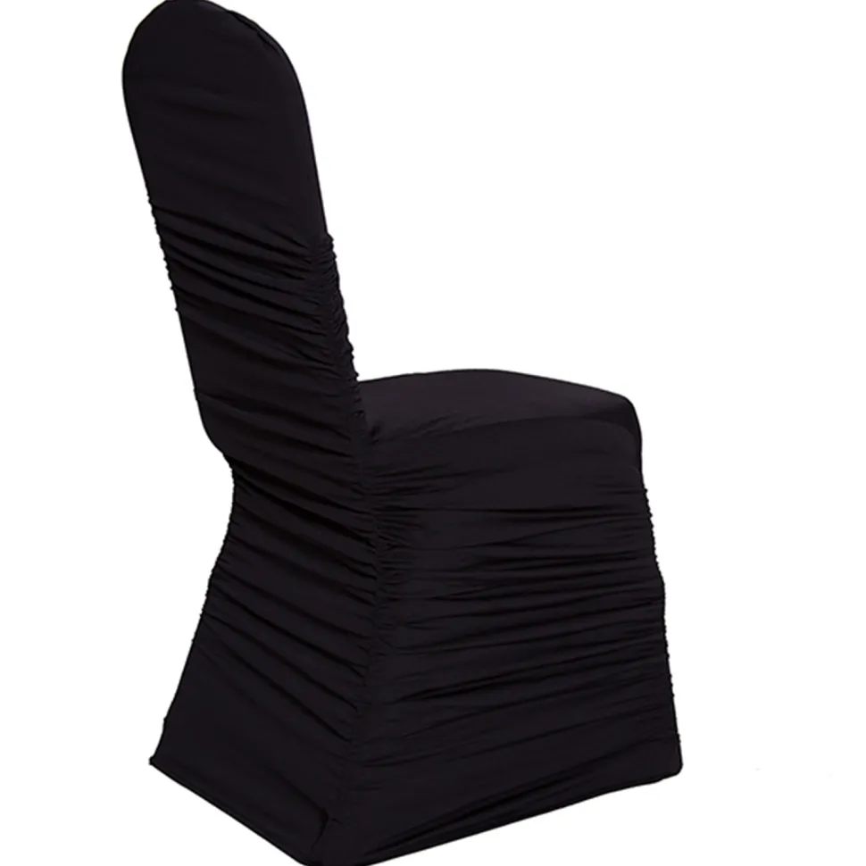200 GSM Grade A Quality Ruched Chair Cover By Eastern Mills - Spandex/Lycra - Black