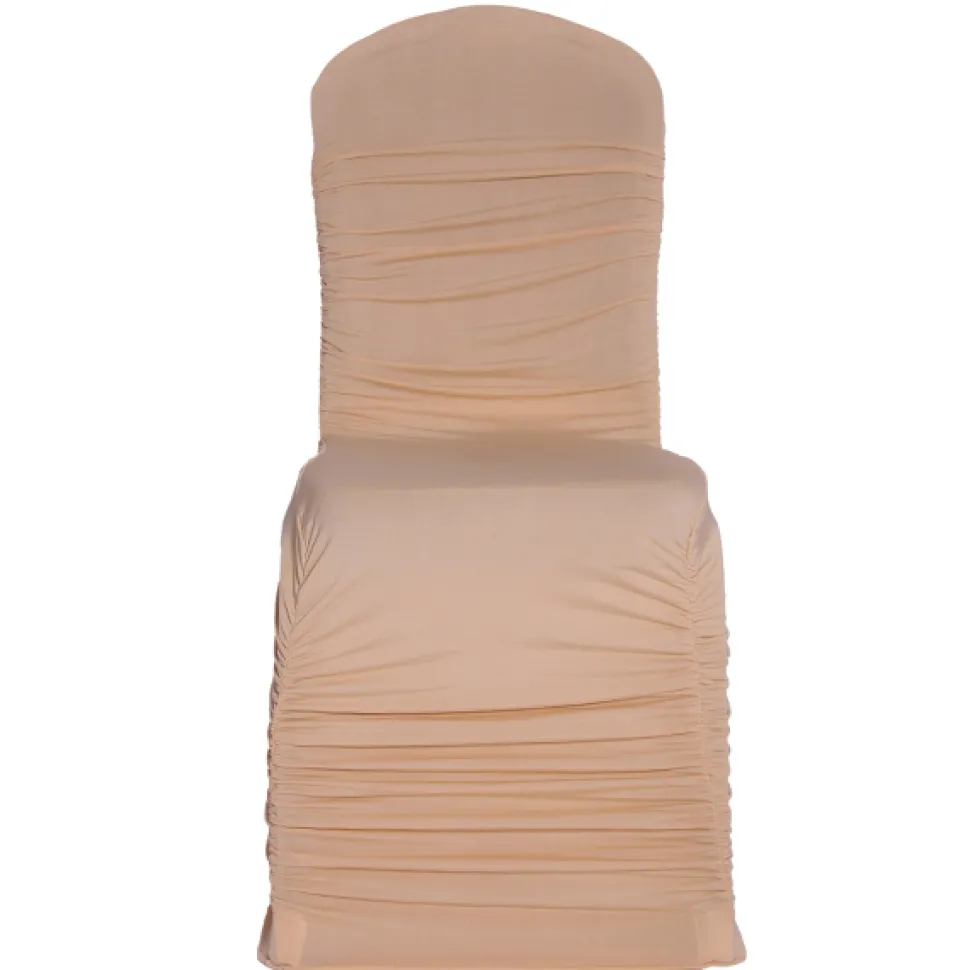 200 GSM Grade A Quality Ruched Chair Cover By Eastern Mills - Spandex/Lycra - Champagne