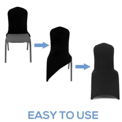 200 GSM Grade A Quality Spandex (Lycra) Banquet & Wedding Chair Cover By Eastern Mills in Black Color