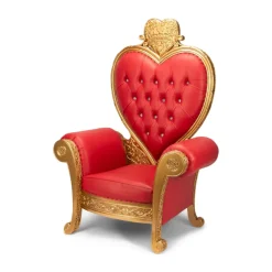 Heart Throne Chair - Red Vinyl/Gold Frame