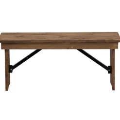 HERCULES Antique Rustic, Solid Pine Folding Farm Bench - 40" x 12"