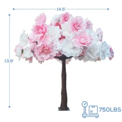 Huge 13ft Tall Luxe Artificia Tree — White & Pink Jumbo Flowers | ModTree™ Collection