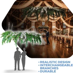 HUGE Hanging Greenery & Floral Chandelier (14FT Long) - 45 Interchangeable Branches for Ceiling Hanging Florals| ModTree™ Collection