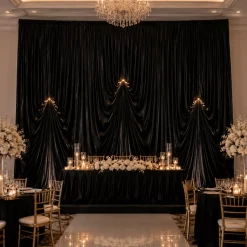 12'H x 12'W Panne Velvet Dramatic Drape Pre Sewn Backdrop Kit - Select your Color