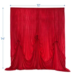 14'H x 12'W Panne Velvet Dramatic Drape Pre Sewn Backdrop Kit - Select your Color