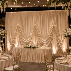 14'H x 12'W Poly Stretch Dramatic Drape Pre Sewn Backdrop Kit - Select your Color