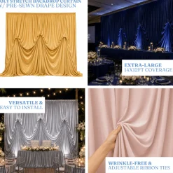 14'H x 12'W Poly Stretch Dramatic Drape Pre Sewn Backdrop Kit - Select your Color