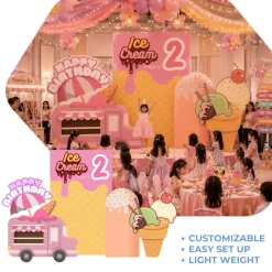 Ice Cream Party 2 Foam Core Birthday Backdrop Kit by PopScene™